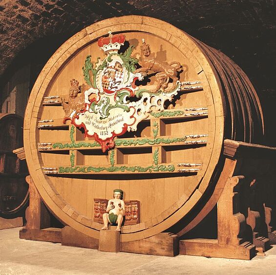 enormous wine barrel in the viticulture museum