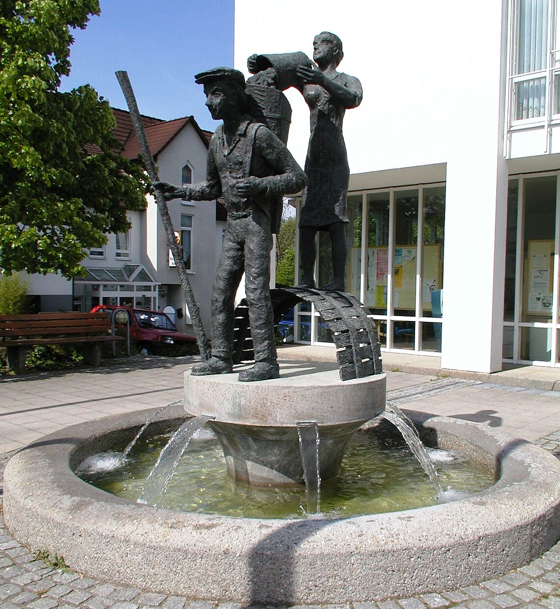 fountain in front of town hall of Bretzfeld